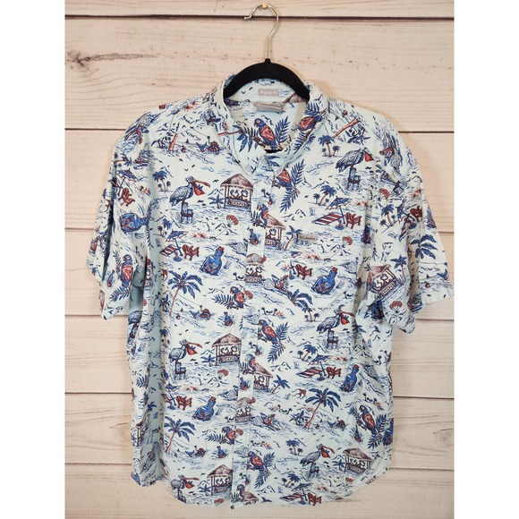 Columbia‎ Men's Blue Allover Printed Regular Fit Short Sleeve Button Up Shirt XL - Picture 1 of 6